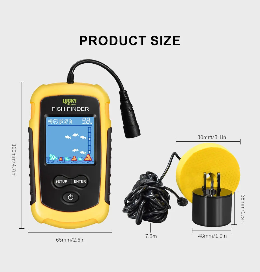 LuckyLaker Portable Sonar Fish Finder - 100m Depth