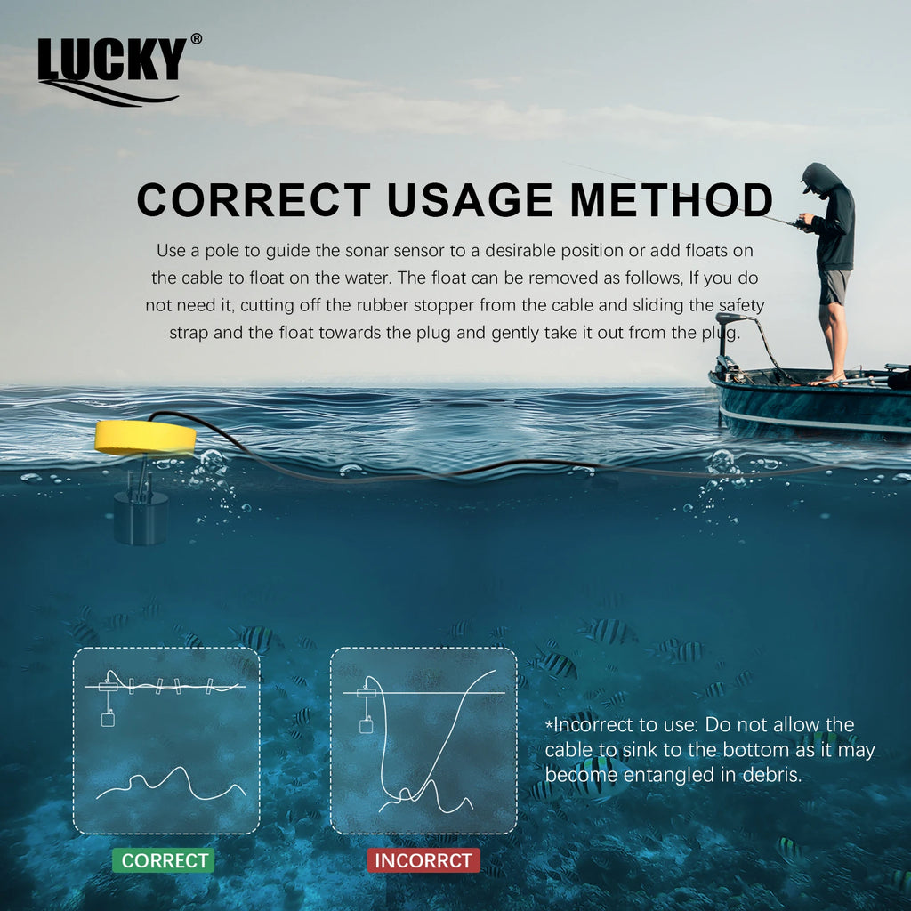 LuckyLaker Portable Sonar Fish Finder - 100m Depth