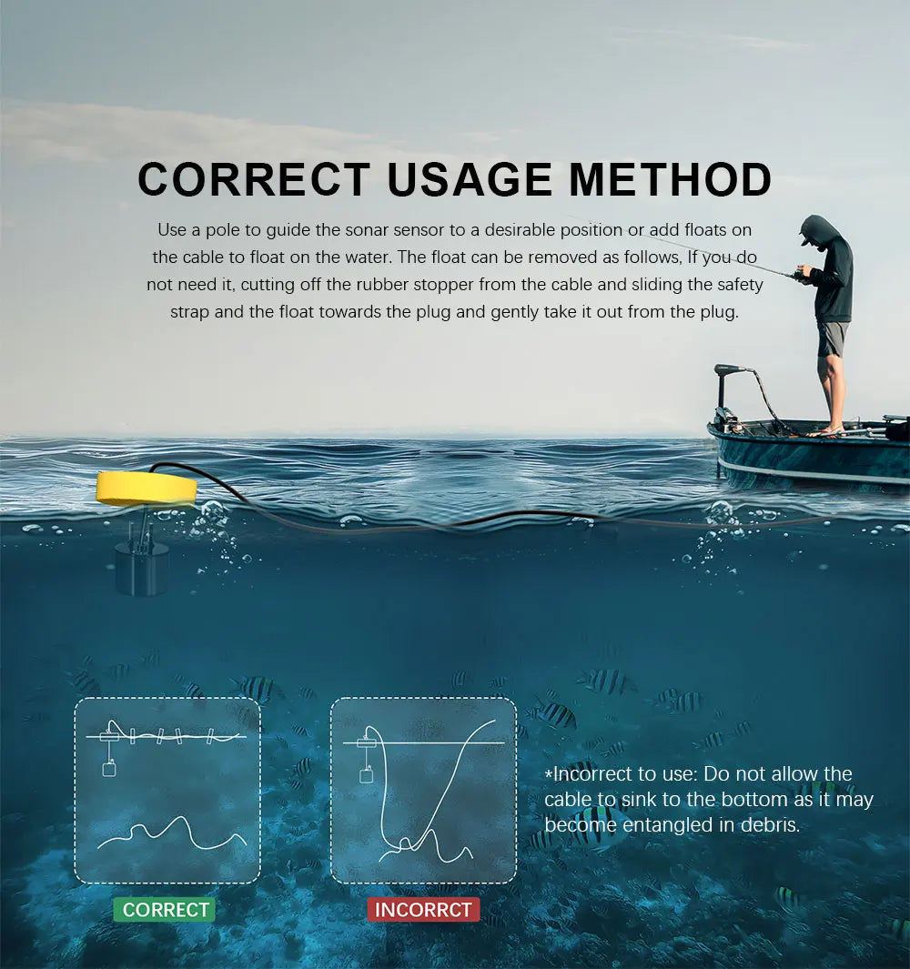 LuckyLaker Portable Sonar Fish Finder - 100m Depth