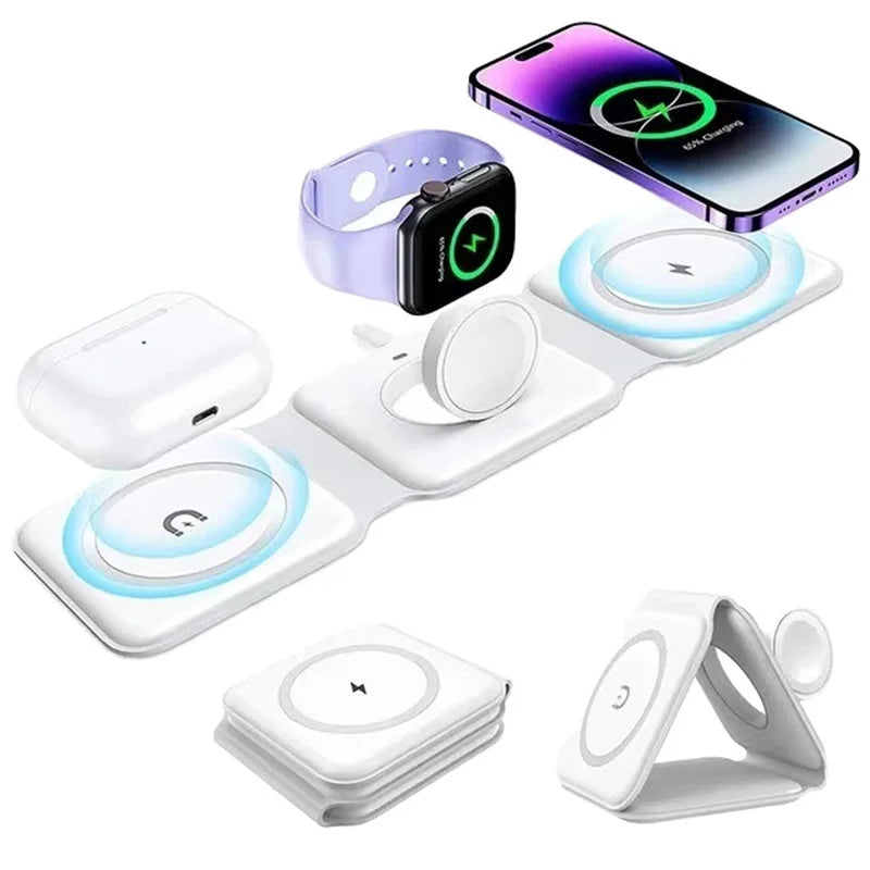 3-in-1 Magnetic Wireless Charging Stand (15W Fast Charge)